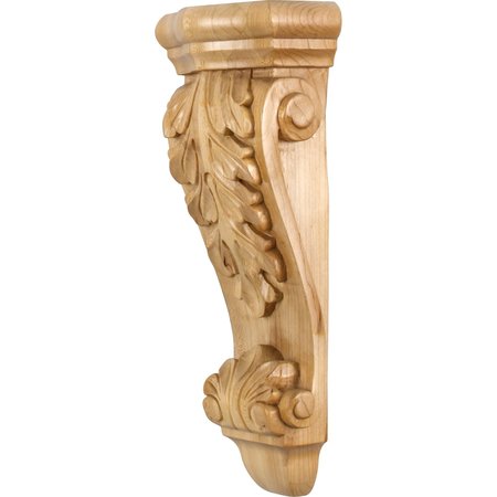 HARDWARE RESOURCES 5-1/2" Wx3-1/2"Dx14"H Maple Low-profile Acanthus Corbel CORK-6MP